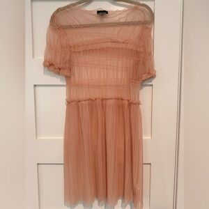 Topshop Sheer Peach Ruffle Dress
